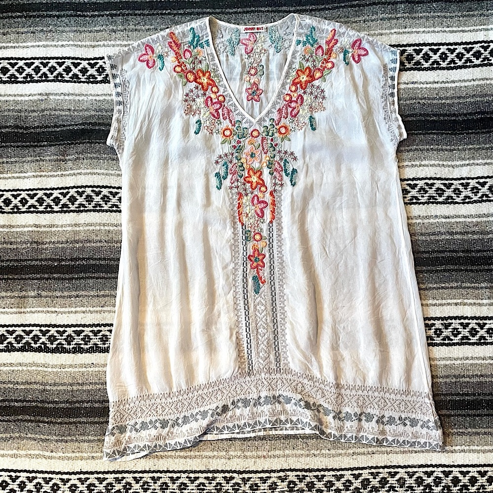 JOHNNY WAS embroidered dress
